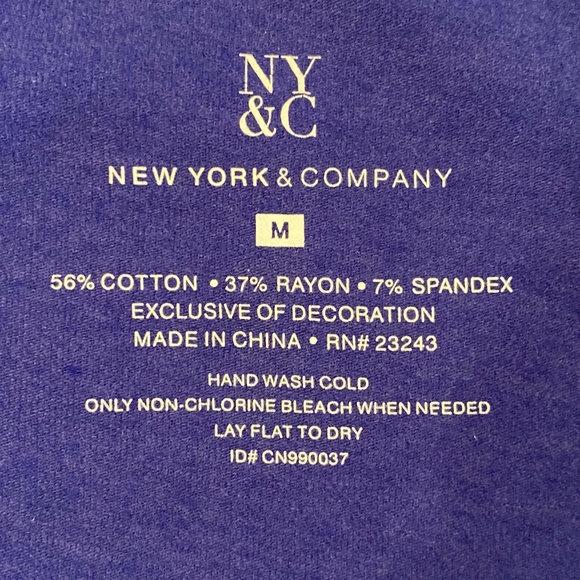 NY & COMPANY Tank Top Sleeveless Beaded Chiffon Blue Medium - Picture 5 of 6